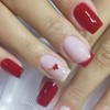 Valentine's Red French Tip Press on Nails Square Fake Nails