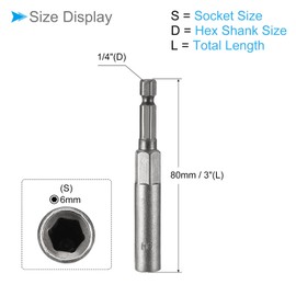 CoCud Quick-Change Nut Setter Driver Bit, 6mm Metric 80mm Length 1/4" Shank, CR-V No-Magnetic Straight Shank Setter Drill Bits - (Applications: for Auto Repair) - 2pieces