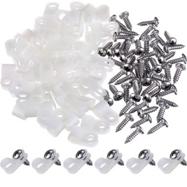 Hicarer 50 Pack R-Type Cable Clip Wire Clamp, Nylon Screw Mounting Cord Fastener Clips with 50 Pack Screws for Wire Management (White,1/4 Inch)