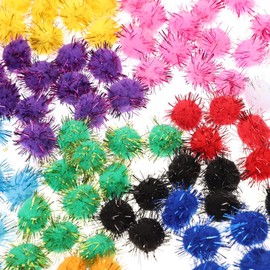 ULTECHNOVO 100pcs 2cm Cat Sparkle Balls, 1.2 Inches Colorful Cat Balls Chew and Chase Cat Pom Poms Balls Cat Toys