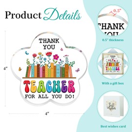 PETCEE Teacher Appreciation Gifts for Women - Thank You for All You Do Teacher Paperweight Gift Presents for Teachers End of Year Gifts for Graduation Retirement Teachers Christmas Decorations