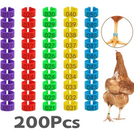 200 pcs Pigeon Foot Rings，Colorful Readable Numbered Bird Identification Leg Bands