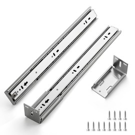 22 Inches Drawer Slides - 2 Pairs Soft Close Drawer Slides Heavy Duty Side Mount Ball Bearing Brushed Nickel Drawer Rails with Mounting Brackets, Silver