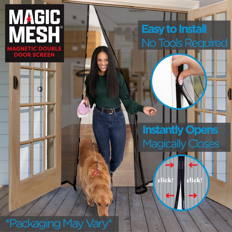 Magic Mesh Double Door- Hands Free Magnetic Screen Door, Fits