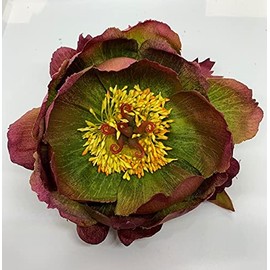 Purple Green Peony Artificial Flower Hair Clip/Pin Brooch (Purple/Green)