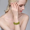 BriLove Wedding Bridal for Women Marquise-Shape Leaf Stretch Bangle Peridot