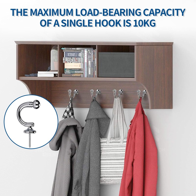 12 PCS Curtain Tie Backs Hooks, Curtain Holdbacks Silver Tie