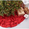 Saro Lifestyle Christmas Tree Skirt with Ruffled Design, Red, 84"
