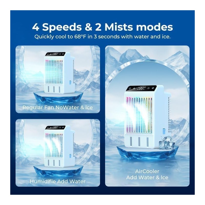 Portable Air Conditioners, Evaporative Mini Room Air Conditioner Cooling Fan,