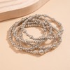 LXSSLY 5Pcs Silver Bead Bracelets Set for Women,14K Gold Plated