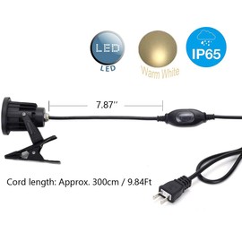 Kiven 1pcs LED Clip on Light Outdoor IP65 Waterproof 3000K Warm White Signboard Blackboard Lighting Adjustable Desk Stand Arm Lamp with Power Plug and Waterproof Switch