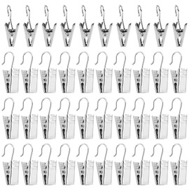 Cozlly Pack of 50 Stainless Steel Curtain Clips, Curtains Metal Clips with Hooks, Small Stainless Steel Curtain Clip, Metal Hanging Hooks for Curtains, Photos, Shower Curtain, Hanging Home Decoration