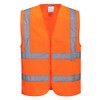 Portwest Unisex Hi-Vis Zipped Vest, Orange, S