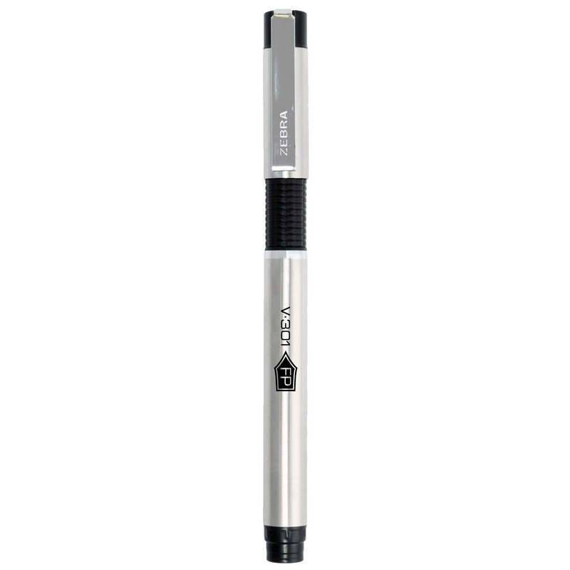 Zebra Pen V-301 Fountain Pen, Stainless-Steel Barrel, Fine Point, 0.7mm,