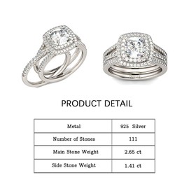 Jeulia Brilliant Classic Band Rings Sets for Women 925 Sterling Silver Fashion Ring Sets Wedding Engagement Anniversary Promise Ring Bridal Sets Jewelry (5.5(U.S))