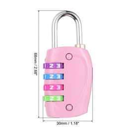 PATIKIL Combination Lock, 4 Digit Outdoor Padlock Waterproof Locker Lock for Luggage Suitcase, Gym Locker, Fence, Filing Cabinets, Toolbox, Gate, Pink with Colorful Wheel