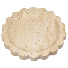 7Color Sky Natural Marble Travertine Tray 7.6'' Jewelry Dish Stone Tray Decorative Marble Jewelry Trays Trinket Dish for Ring Earring Present for Woman Daugther, Beige Travertine