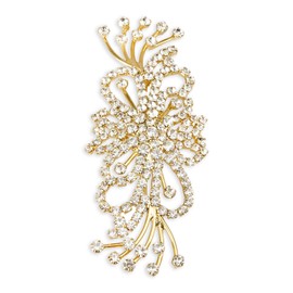David Tutera Gold Brooch - Rhinestones Spray - 4 x 1.5 inch