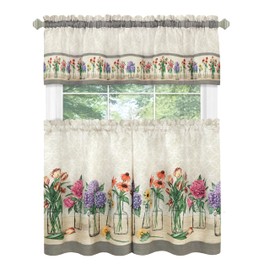 ACHIM Garden Blooms Printed Tier & Valance Set - 58x36 Inch Multi
