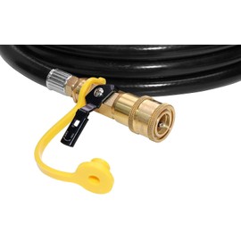 DOZYANT 24 feet Low Pressure Propane RV Quick Connect Extension Hose, 1/4" Safety Shutoff Valve & Male Full Flow Plug for RVs
