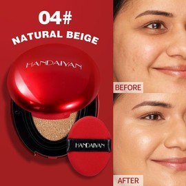 HANDAIYAN Red Cushion Foundation Mask Fit, Full coverage, Weighless, Skin fit, Satin Glow, Korean cushion foundation - Color: 04
