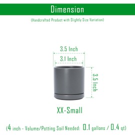 D'vine Dev 3.5 Inch Ceramic Planter Pot with Drainage Hole and Saucer, Indoor Cylinder Round Planter Pot, Speckled Grey, 94-O-A-3