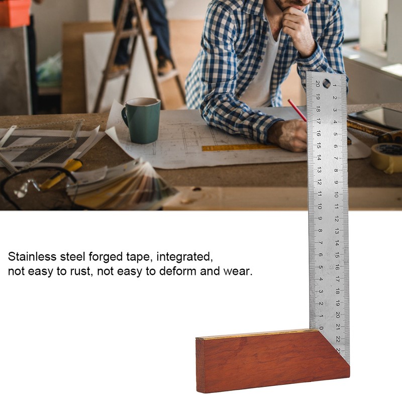 250mm Right Angle Ruler Multi Function Mahogany Thickened Measuring Ruler