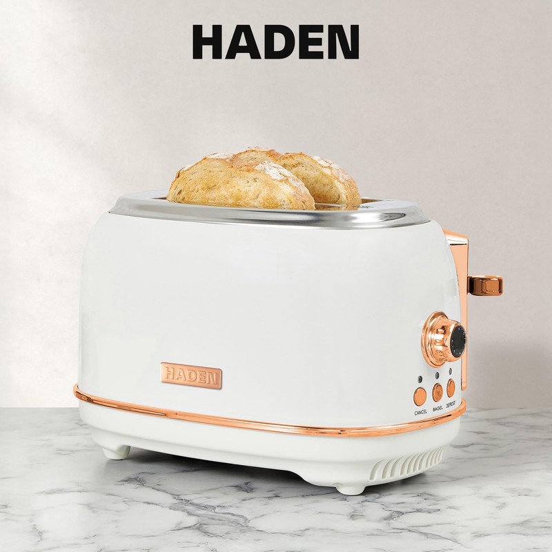 Haden Heritage 2-Slice Wide-Slot Toaster, Stainless-Steel Bread Toaster with Adjustable