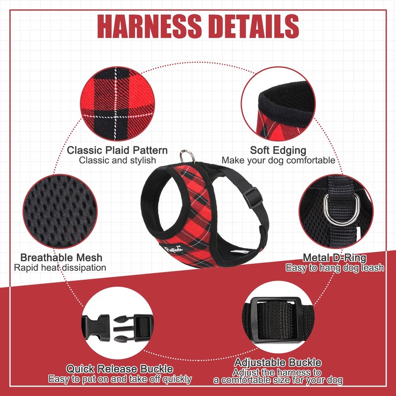 PUPTECK Dog Harness and Leash Set for Small Medium Dogs
