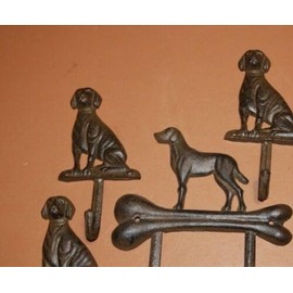 Vintage (5) Hunting Dogs Wall Hooks for Coats Jackets & Leashes, w-32 h-86 -