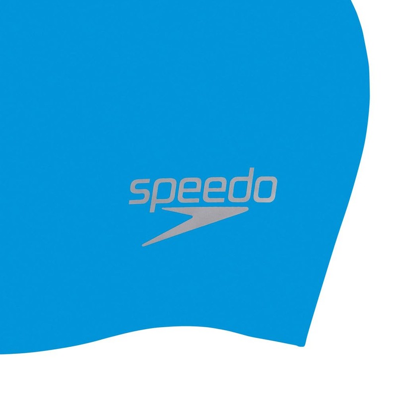 Speedo Unisex Adult's Plain Moulded Swim Cap, Blue/Chrome, One Size
