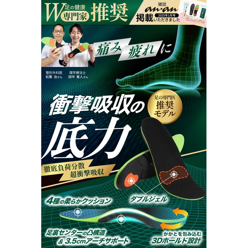 [Anan Listing x Orthopedic Surgeon Recommended Model] Insole, Shock Absorption,