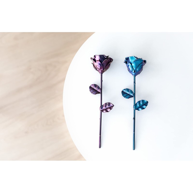 Forging Art Bcn Hand Forged Eternal Wrought Iron Rose (Purple)