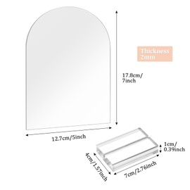 DRERIO Pack of 6 Sheets Acrylic Sign Blank with Acrylic Glass Base, Transparent Table Numbers Wedding Curved Acrylic Place Cards, Name Badges Wedding Acrylic Stand for Decoration, Party, Anniversary