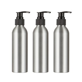 FSSTUD 3 Stück Aluminium-Kosmetik-Pumpflaschen, leere Lotionspresse, Behälter, nachfüllbar, Shampoo-Spender, Reise-Make-up, Toilettenartikel-Flaschen mit Pumpkopf, 100 ml