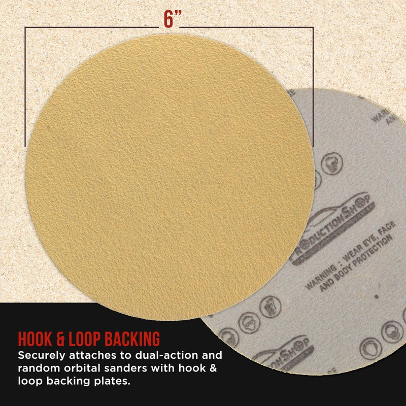 ProductionShop Premium 6" Gold Sanding Discs, 100 Disc Variety Pack,