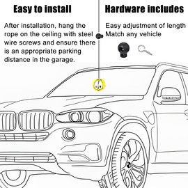 KHGUZ Car Garage Parking Aids Ball, 2PCS PU Vehicle Guide System Assist Ball Stopper with Cord Locks & Screw Hooks, Retractable Auto Assistant Ball, Universal for SUV Sedan Truck (Big Eyes)