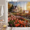 Garden Shower Curtain Elegant Tulip Flower Rustic Cabin Lodge Sunset