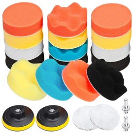 3 Inch 22 PCS Car Foam Drill Polishing Pad Kit, Car Sponge Buffing Pads, Woolen Buffer Pads, Suction Cup with Drill Adapter for Polishing Waxing Sealing Glaze(COLOR:Colorful)