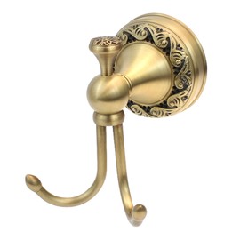 QULYEA Antique Brass Towel Hook,Robe Hooks for Bathrooms Wall Mounted Vintage Wall Hooks Coat Clothes Hook Rustic