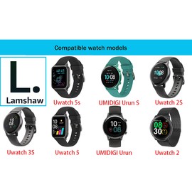 Compatible with Uwatch 5S Smartwatch Bands, Lamshaw Soft Classic Genuine Leather Replacement Strap Watchband Compatible for UMIDIGI Uwatch 5,Uwatch 5S,URUN,URUN S,Uwatch 2,Uwatch 2S,Uwatch 3S Smart Watch (Pink)