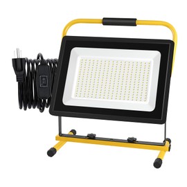 Gopretty 200W LED Work Light, 20000LM Super Bright Floodlights, IP66 Waterproof, 16ft/5m Cord with Plug & Switch, 6500K, Adjustable Working Lights for Workshop, Garage, Construction Site