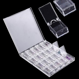 Nail Art Decorations Storage Box, 20 Grids Transparent Acrylic Nail Tips Empty Storage Box Clear Art Decoration Container Fake Display Case Rhinestone Beads