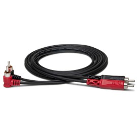 HOSA CRA-202R Dual RCA to Dual Right-angle RCA Stereo Interconnect, 6.6 feet