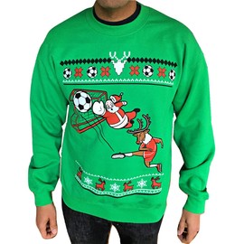 Soccer Santa - Ugly Christmas Sweater - Funny Christmas Sweatshirt - for Men and Women (Medium) Green