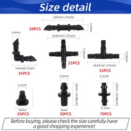 WISSXNA WISSXNA 300PCS Barbed Connectors Drip Irrigation Fittings Kit,Irrigation Connector for 1/4' Tubing Garden Lawn Irrigation(Single barbs,End Plug,Barbs, Elbows Fittings,4-Way Connector,Tees,Coupling)