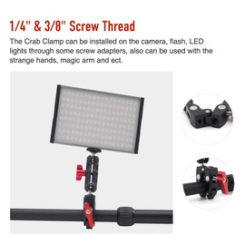 Moman Super Clamp Mount Large Crab Pliers Clip with Red Knob, Magic Arm Clamp with 1/4" and 3/8" Thread Hole for DSLR Camcorder Tripod Monitor Video Light …