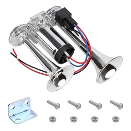 BWBWND 12V Car Air Horn, 120DB Dual Trumpets Super Loud Train Electric Horns with Compressor, Air Horns Speaker Kit Compatible with Cars SUVs Trucks Boats, Car Accessories (Silver)