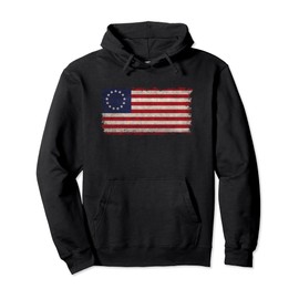 Betsy Ross flag with grungy worn look Pullover Hoodie