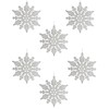 Glitter Snowflake Christmas Decorations Pack of 6-10cm Hanging Decorations (White)
